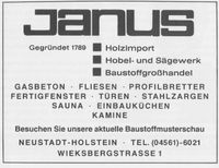 w0595 - Janus, Baustoffhandel, Wieksbergstra&szlig;e 1, 1984
