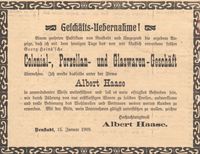 w0017 - Haase , Kolonialwaren , Lienaustra&szlig;e 1909